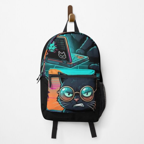Item preview, Synthwave Hacker Cat Working on Laptop Retro Art designed and sold by DailySparks.