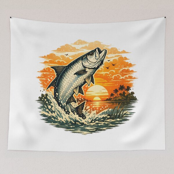 Item preview, Silver shad leaping at sunset designed and sold by Daily Quirk.