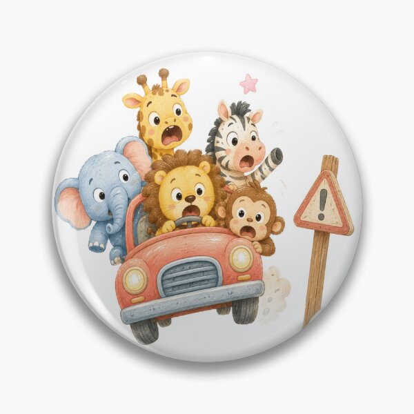 Item preview, Cute Safari Animals Road Trip - Funny Wild Animals Driving Car Art designed and sold by ToonyTeez.