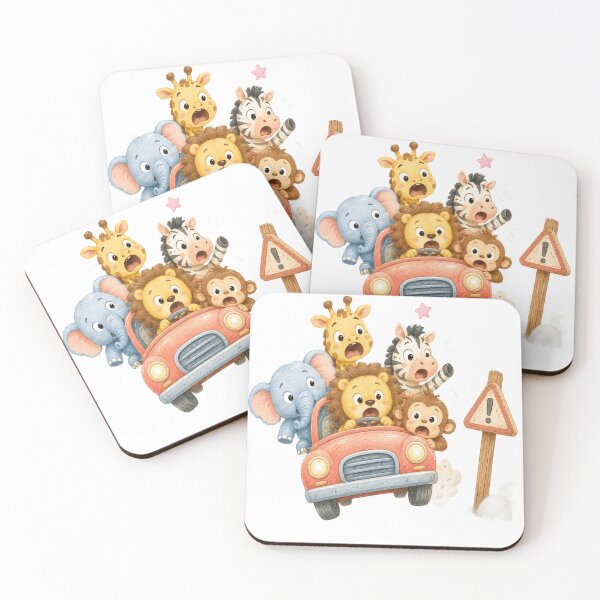 Item preview, Cute Safari Animals Road Trip - Funny Wild Animals Driving Car Art designed and sold by ToonyTeez.
