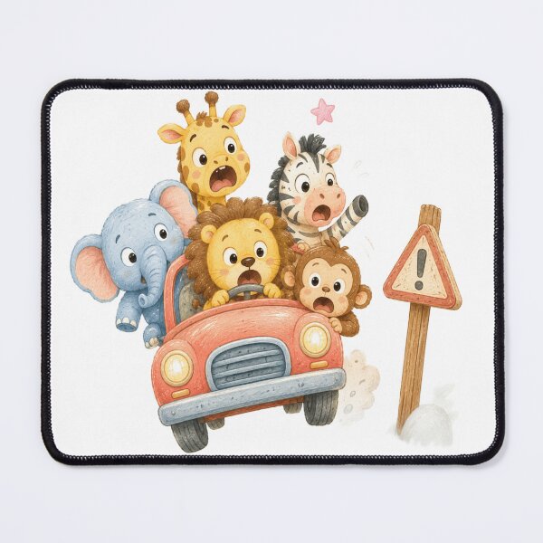 Item preview, Cute Safari Animals Road Trip - Funny Wild Animals Driving Car Art designed and sold by ToonyTeez.