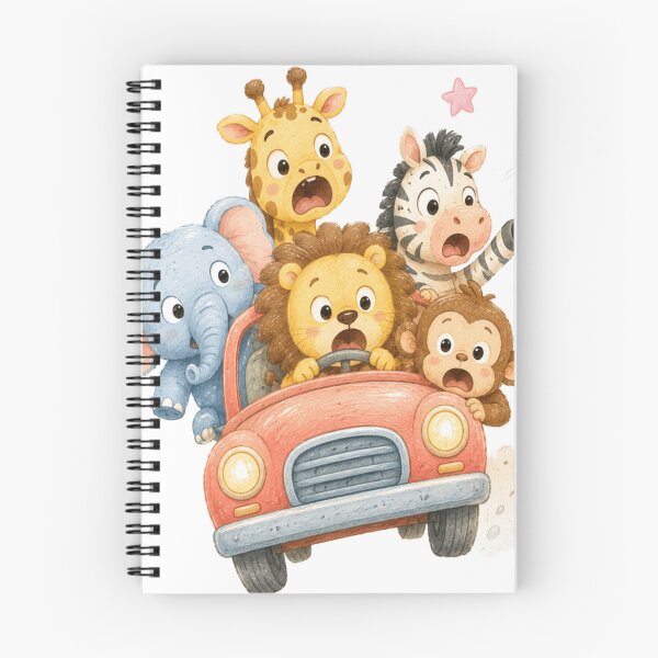 Item preview, Cute Safari Animals Road Trip - Funny Wild Animals Driving Car Art designed and sold by ToonyTeez.