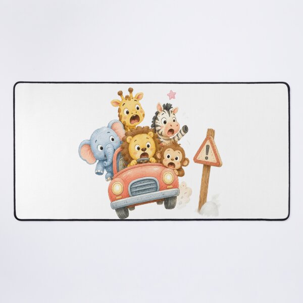Item preview, Cute Safari Animals Road Trip - Funny Wild Animals Driving Car Art designed and sold by ToonyTeez.