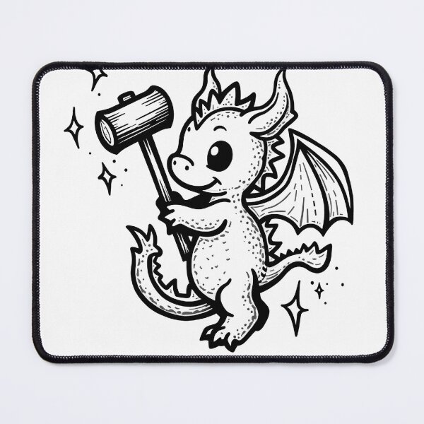 Item preview, Baby Dragon with Hammer Tattoo Flash Design designed and sold by Qubivibe.