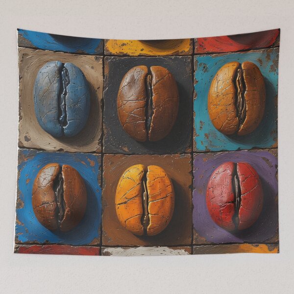 Item preview, Colorful coffee beans on rustic tiles designed and sold by Mianku | Für das Leben.