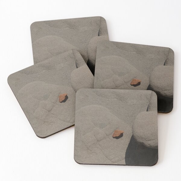 Item preview, Close view of sandy rocks with contrasting burnt orange stone designed and sold by lisavonbiela.