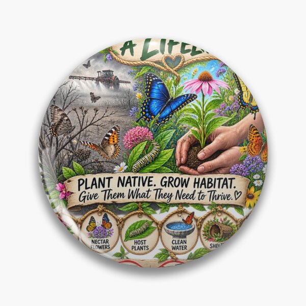 Item preview, Throw Butterflies a Lifeline...Plant Native, Grow Habitat designed and sold by Whiskered Garden Studio.