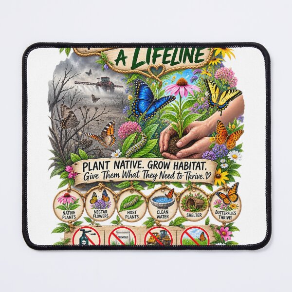 Item preview, Throw Butterflies a Lifeline...Plant Native, Grow Habitat designed and sold by Whiskered Garden Studio.