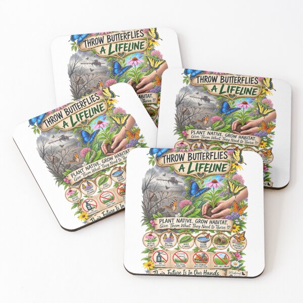 Item preview, Throw Butterflies a Lifeline...Plant Native, Grow Habitat designed and sold by Whiskered Garden Studio.
