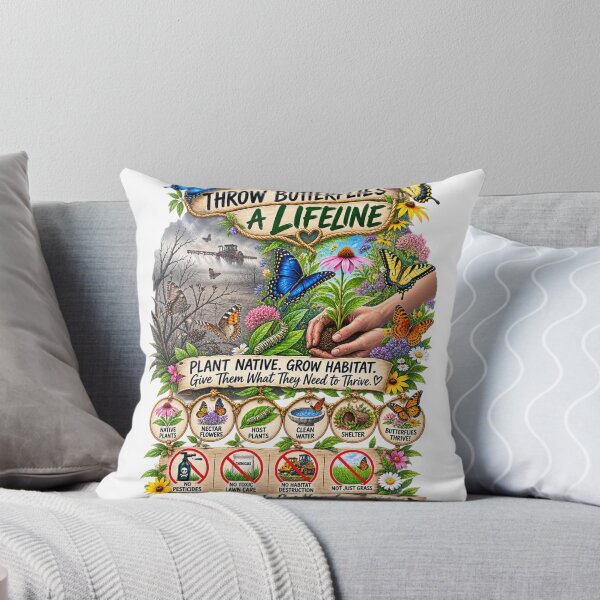 Item preview, Throw Butterflies a Lifeline...Plant Native, Grow Habitat designed and sold by Whiskered Garden Studio.
