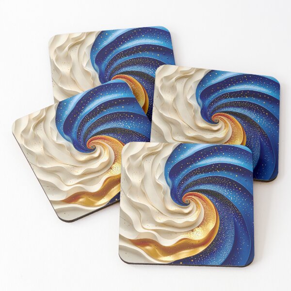 Item preview, Swirling Abstract Design in Blue Gold and White designed and sold by Vicky Brago-Mitchell®.