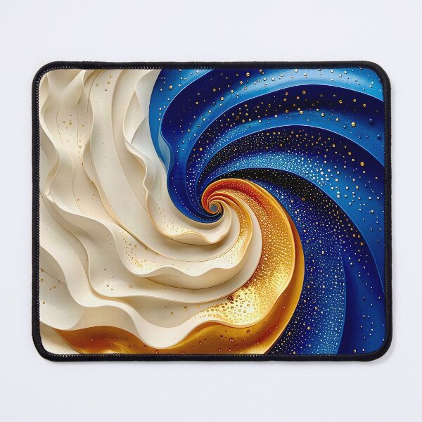 Item preview, Swirling Abstract Design in Blue Gold and White designed and sold by Vicky Brago-Mitchell®.