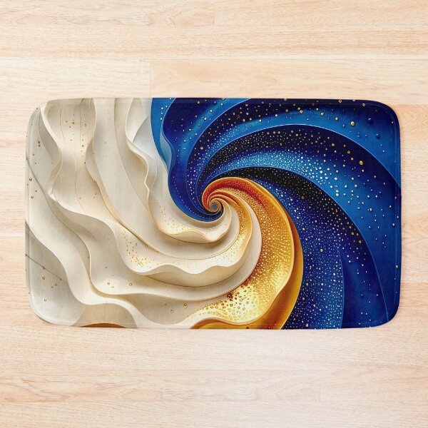 Item preview, Swirling Abstract Design in Blue Gold and White designed and sold by Vicky Brago-Mitchell®.