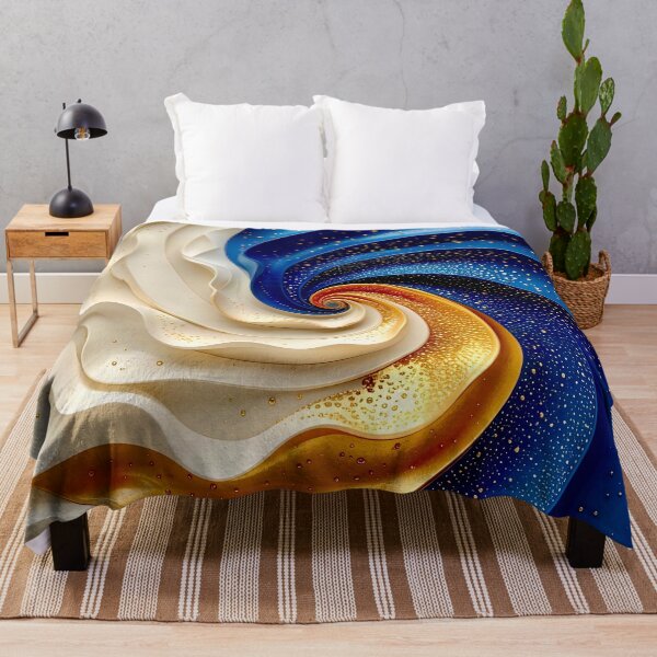 Item preview, Swirling Abstract Design in Blue Gold and White designed and sold by Vicky Brago-Mitchell®.