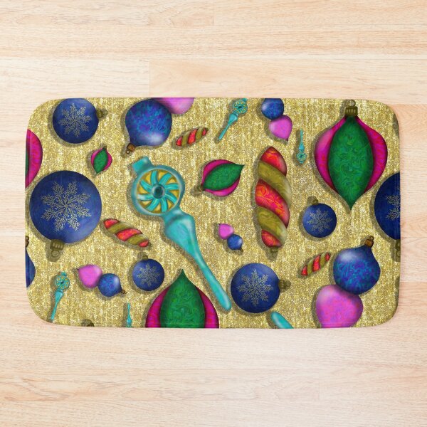 Item preview, Merry Maximalist Christmas Ornaments on Gold Ribbon Design designed and sold by Purposely Designed.
