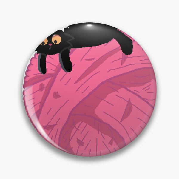 Item preview, Curious Black Cat Playing with Giant Pink Yarn Ball designed and sold by SALAHARTICT1.