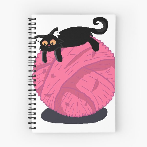 Item preview, Curious Black Cat Playing with Giant Pink Yarn Ball designed and sold by SALAHARTICT1.