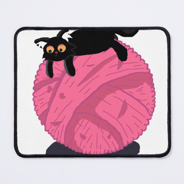 Item preview, Curious Black Cat Playing with Giant Pink Yarn Ball designed and sold by SALAHARTICT1.