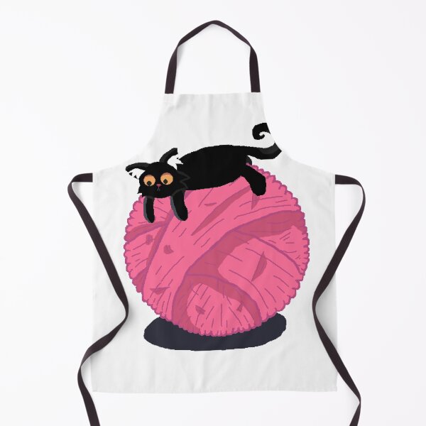 Item preview, Curious Black Cat Playing with Giant Pink Yarn Ball designed and sold by SALAHARTICT1.