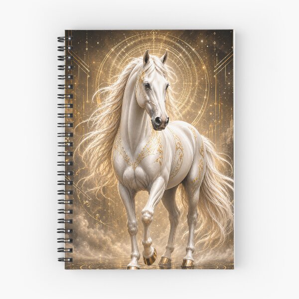 Item preview, Majestic White Horse with Gold Ornaments – Mystical Fantasy Art designed and sold by thirtyonestars.