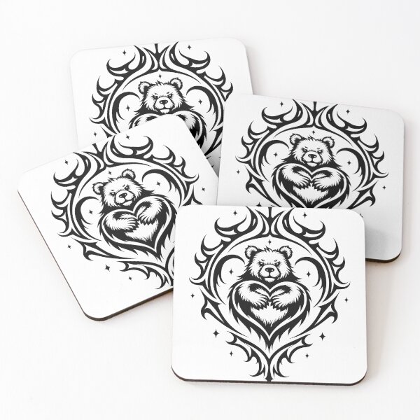 Item preview, Circular Tribal Medallion with Bear and Shield Tattoo Flash designed and sold by Qubivibe.