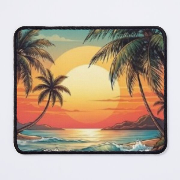 Item preview, Tropical Palm Trees Ocean Sunset Watercolor Art designed and sold by DailySparks.