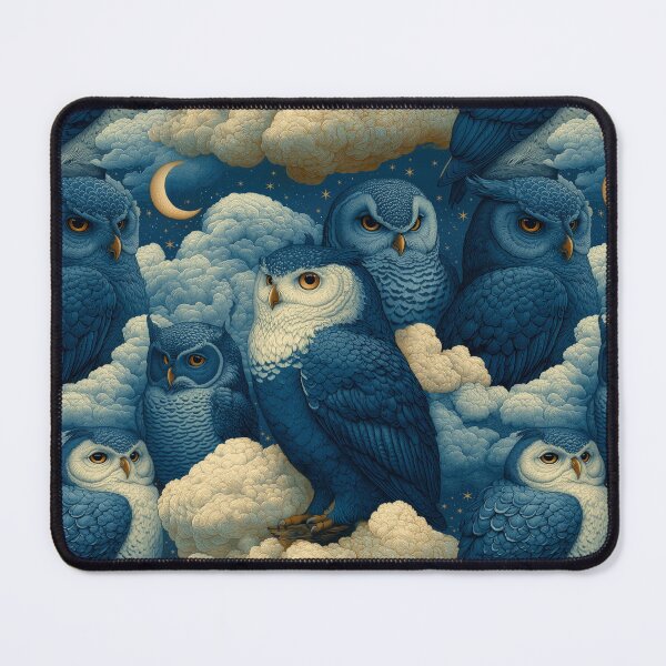 Item preview, Vintage Celestial Night Sky Blue Owls By Moose Disco designed and sold by MooseDisco.