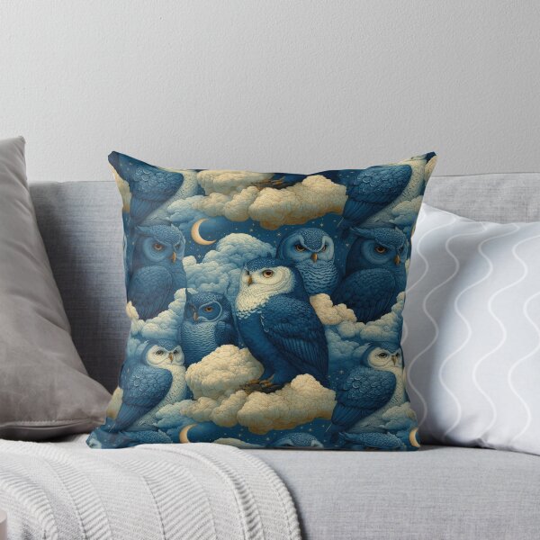 Item preview, Vintage Celestial Night Sky Blue Owls By Moose Disco designed and sold by MooseDisco.
