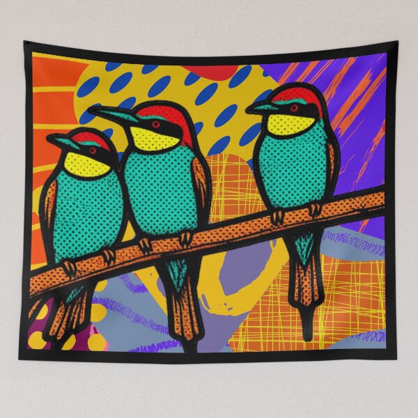 Item preview, Colorful Pop Art Birds on a Branch designed and sold by darametzgerart.