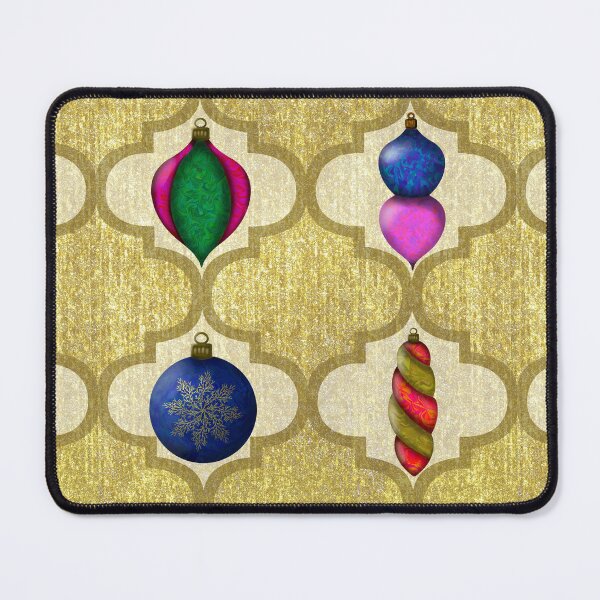 Item preview, Merry Maximalist Christmas Ornaments on Gold Ribbon Design designed and sold by Purposely Designed.