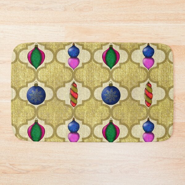 Item preview, Merry Maximalist Christmas Ornaments on Gold Ribbon Design designed and sold by Purposely Designed.