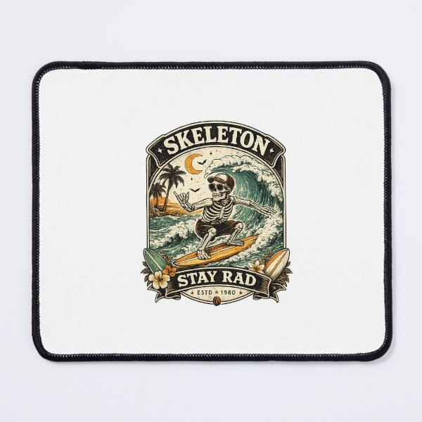 Item preview, Vintage Skeleton Surfer Halloween Stay Rad Surfing Retro 1980s Beach Skull designed and sold by mocci10.