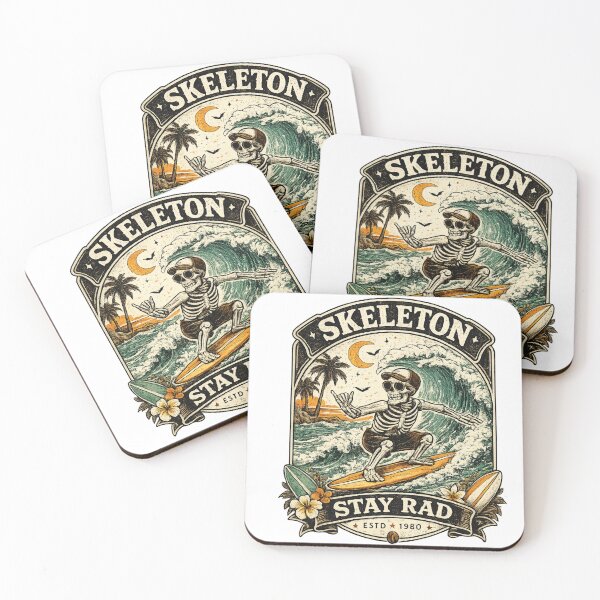 Item preview, Vintage Skeleton Surfer Halloween Stay Rad Surfing Retro 1980s Beach Skull designed and sold by mocci10.