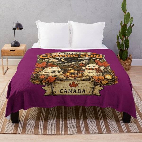 Item preview, Ghost Camping Club Canada Halloween Cute Ghost Autumn Campfire Vintage designed and sold by mocci10.