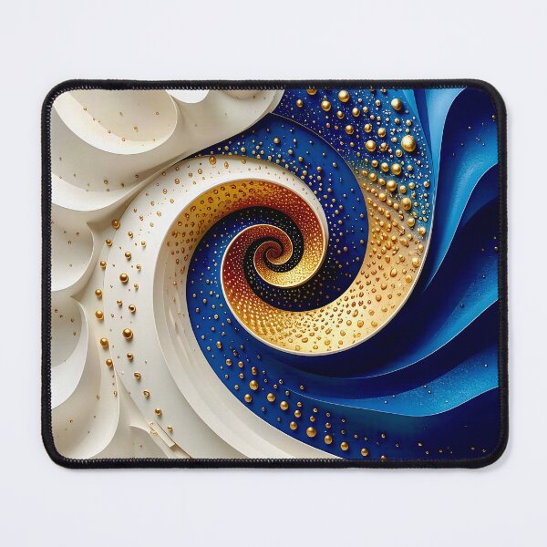 Item preview, Abstract Spiral of Colors in Blue Gold and White designed and sold by Vicky Brago-Mitchell®.