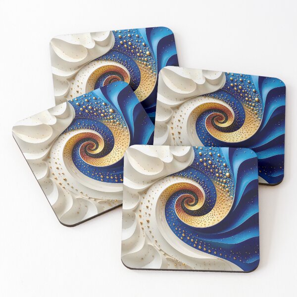 Item preview, Abstract Spiral of Colors in Blue Gold and White designed and sold by Vicky Brago-Mitchell®.