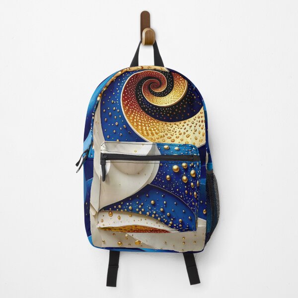 Item preview, Abstract Spiral of Colors in Blue Gold and White designed and sold by Vicky Brago-Mitchell®.