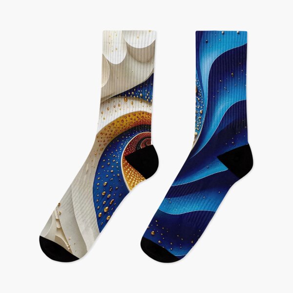 Item preview, Abstract Spiral of Colors in Blue Gold and White designed and sold by Vicky Brago-Mitchell®.