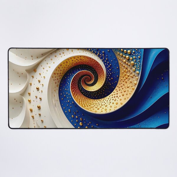 Item preview, Abstract Spiral of Colors in Blue Gold and White designed and sold by Vicky Brago-Mitchell®.