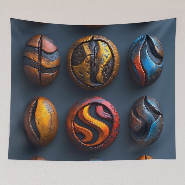 Item preview, Abstract coffee bean patterns in gold and blue designed and sold by Mianku | Für das Leben.