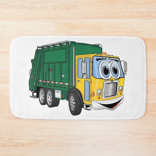 Item preview, Green Gold Smiling Garbage Truck Cartoon designed and sold by Scott Hayes.
