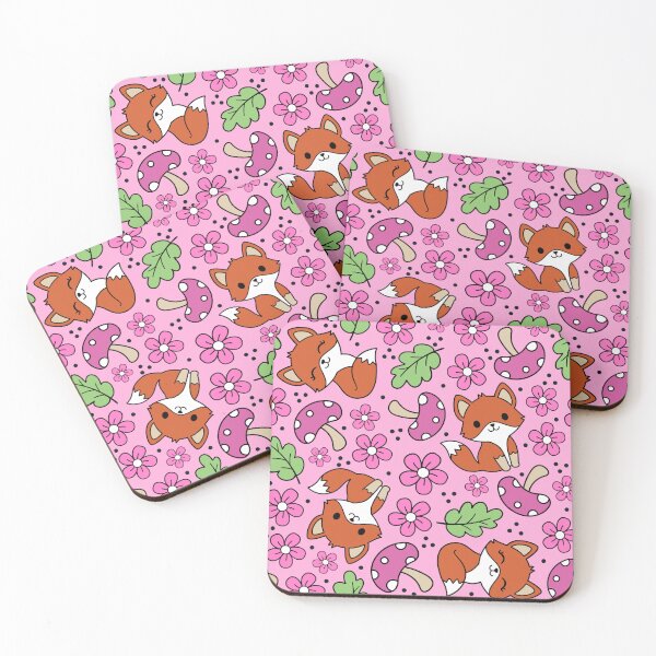Item preview, Fox Friends Floral in Pink  designed and sold by KrisInStitches.