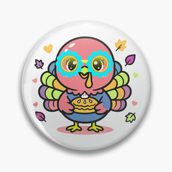 Item preview, Cute Cartoon Turkey with Sunglasses and Pumpkin Pie Holding Autumn Leaves Graphic designed and sold by VibranPalette.