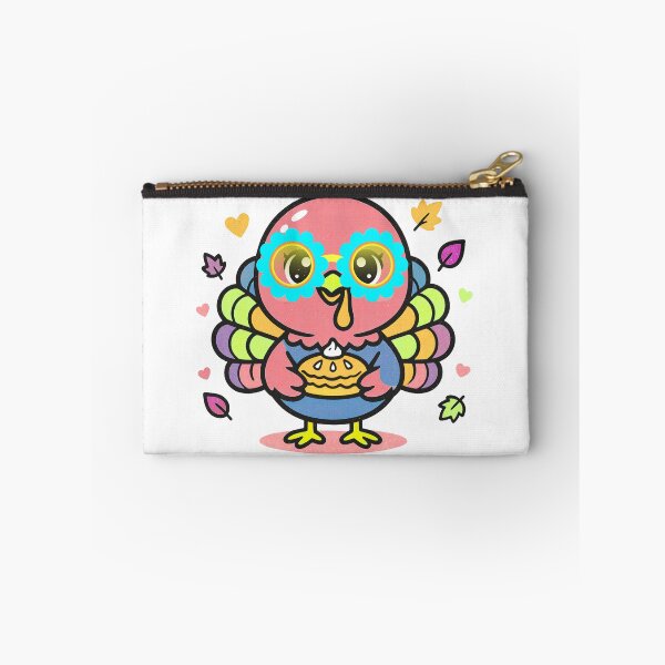 Item preview, Cute Cartoon Turkey with Sunglasses and Pumpkin Pie Holding Autumn Leaves Graphic designed and sold by VibranPalette.