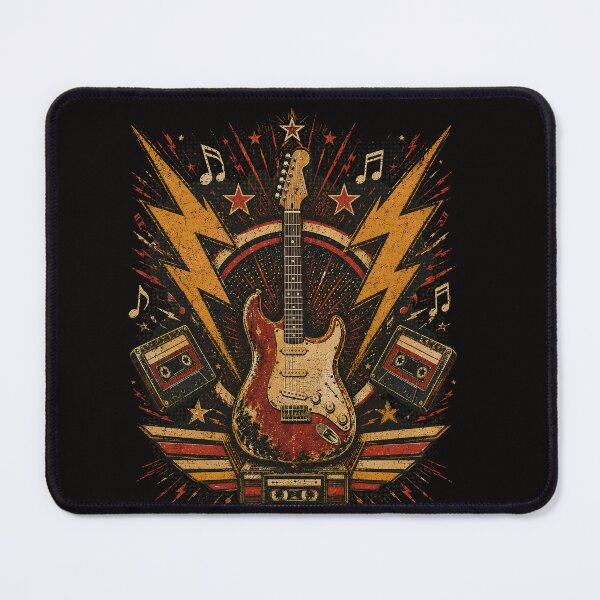 Item preview, Winged Flying Phoenix Guitar Vintage 80s 90s Classic Rock Music Lover Band Music Art designed and sold by SARAGOZ.