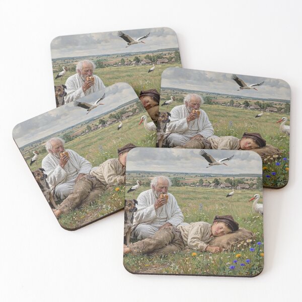 Item preview, Chelmonski's Storks - Grandpa, Boy, Dog and Storks | Polish Folk designed and sold by Surviving Monday Club.