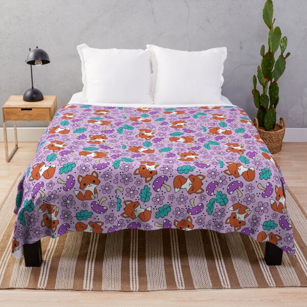 Item preview, Fox Friends Floral in Purple designed and sold by KrisInStitches.