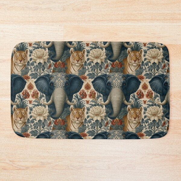 Item preview, Vintage Elephant Tiger Damask Floral Pattern By Moose Disco designed and sold by MooseDisco.