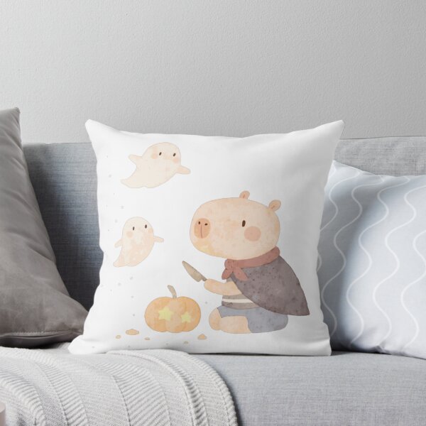Item preview, Cute Halloween Capybara Carving Pumpkin With Ghosts Tee designed and sold by LinneaMiller.