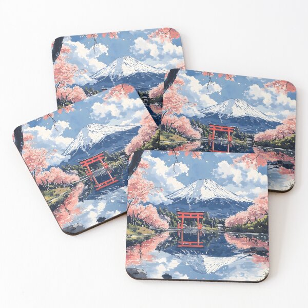Item preview, Japanese Pagoda Autumn Cliffs Bridge Lake Mountain Tranquility designed and sold by mildaclairmo.